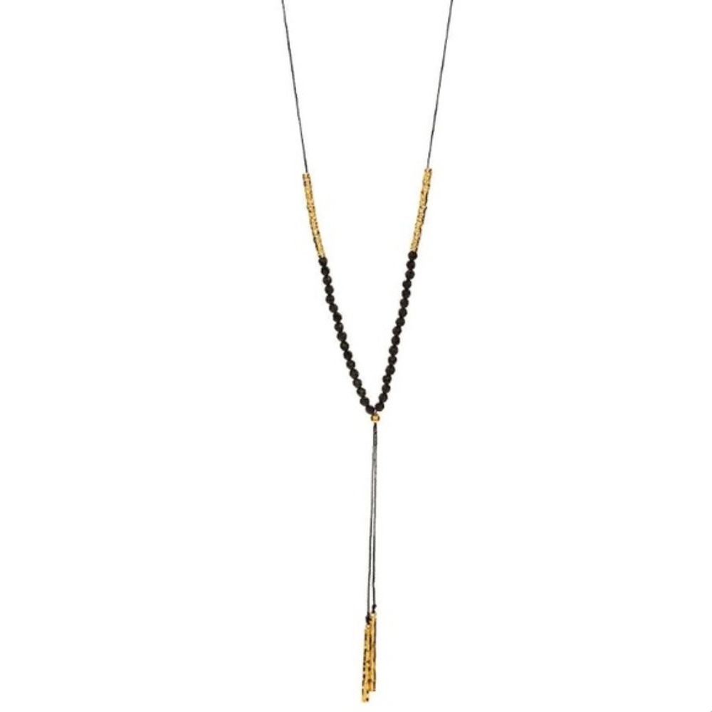 gorjana gold and onyx beaded y-necklace